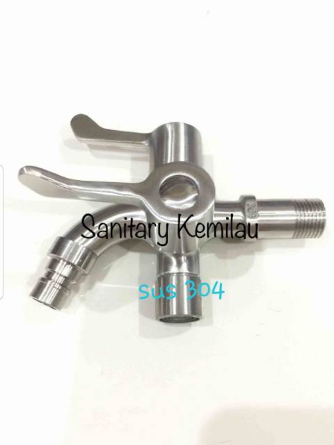 Keran Cabang 2 Lobang Stainles Sus 304 - Kran Double Stainles