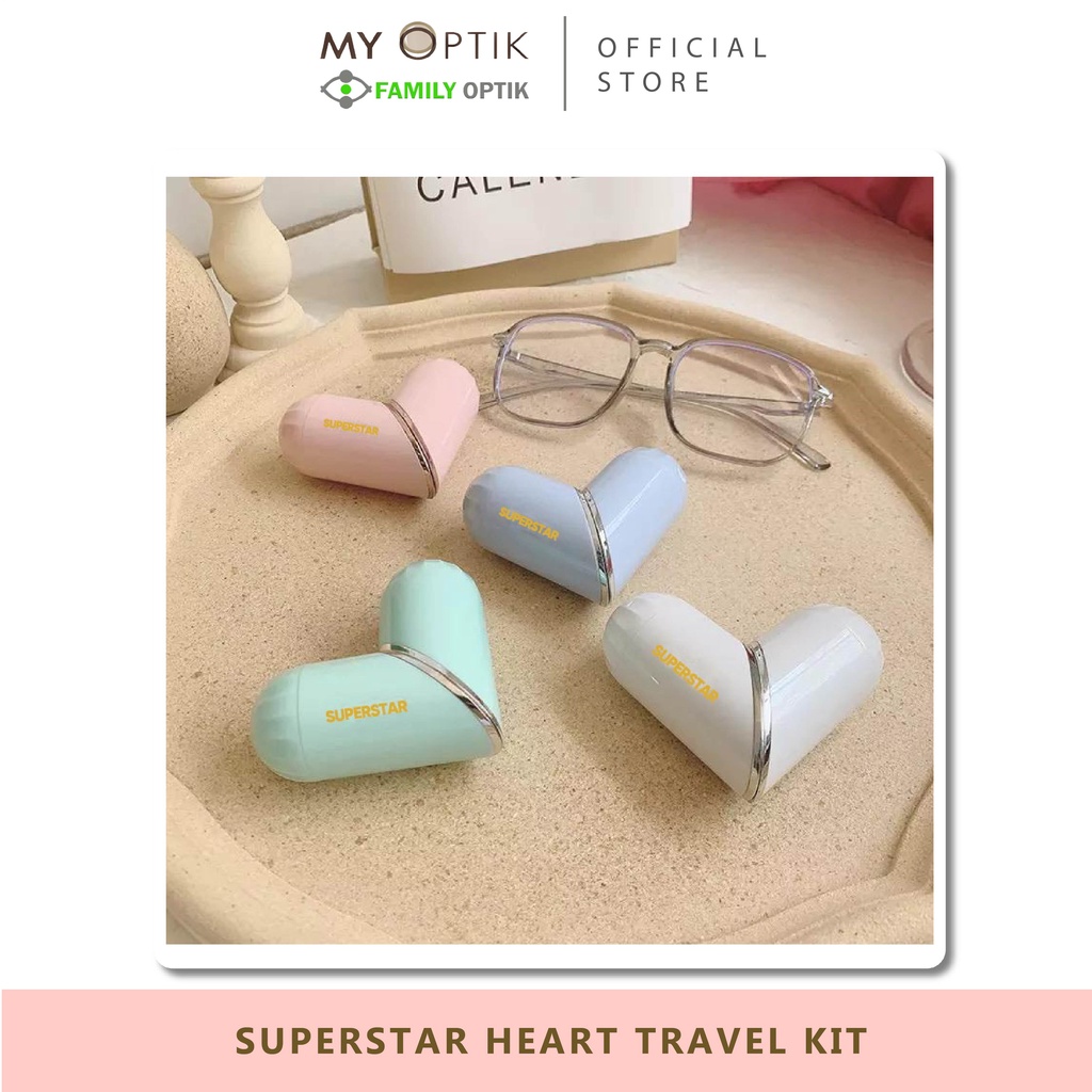 Kotak Lensa Superstar Heart travel kit tempat softlens