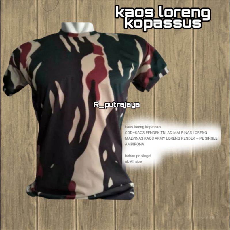 COD~KAOS PENDEK TNI AD MALPINAS LORENG MALVINAS KAOS ARMY LORENG PENDEK ~ PE SINGLE AMPIRONA