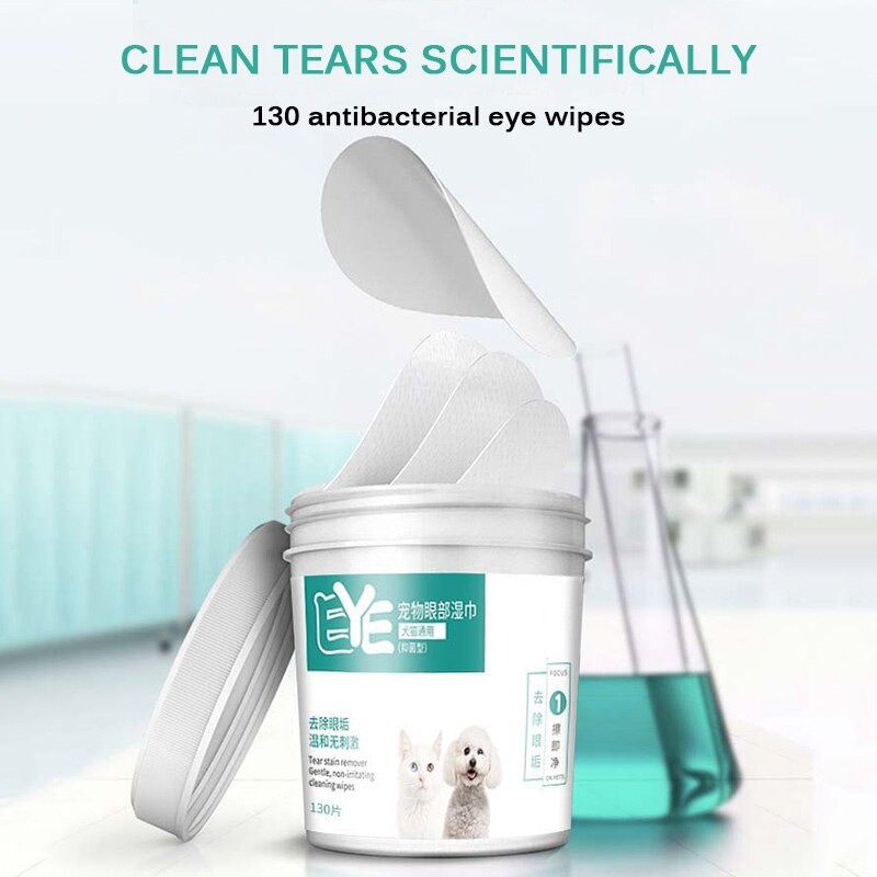 130 PCS TISU BASAH PEMBERSIH MATA KUCING ANJING PEMBERSIH TELINGA KUCING ANJING TISU BASAH PET WIPES
