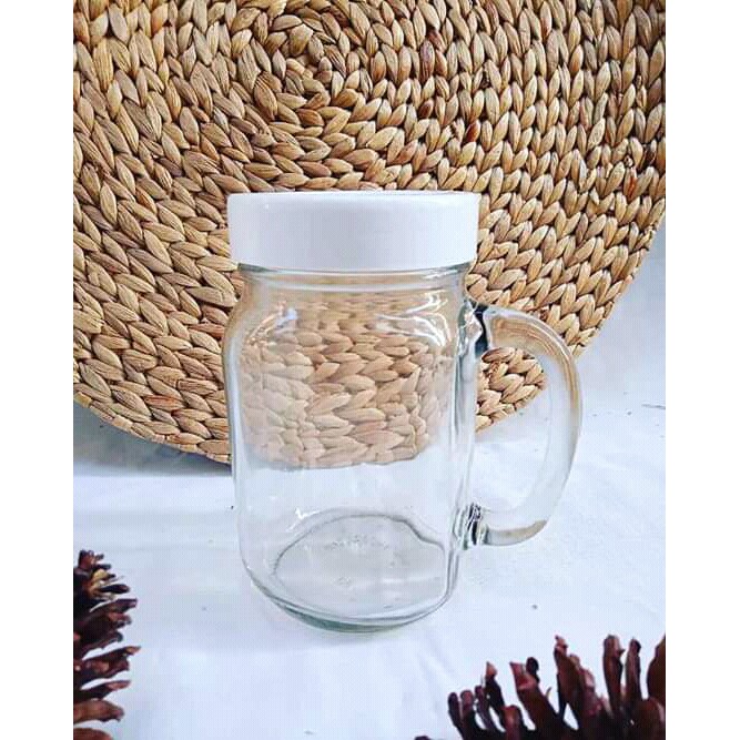 Gelas Harvest Jar dan Tutup/Gelas Jar/Gelas Mug/Gelas Kaca/Jar Glass