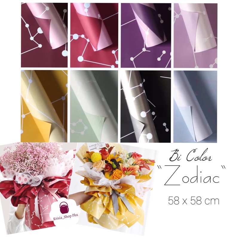 

FLOWER WRAPPING “ BICOLOR ZODIAC “ 58x58 cm CELLOPHANE KERTAS PEMBUNGKUS BUNGA (ECER)