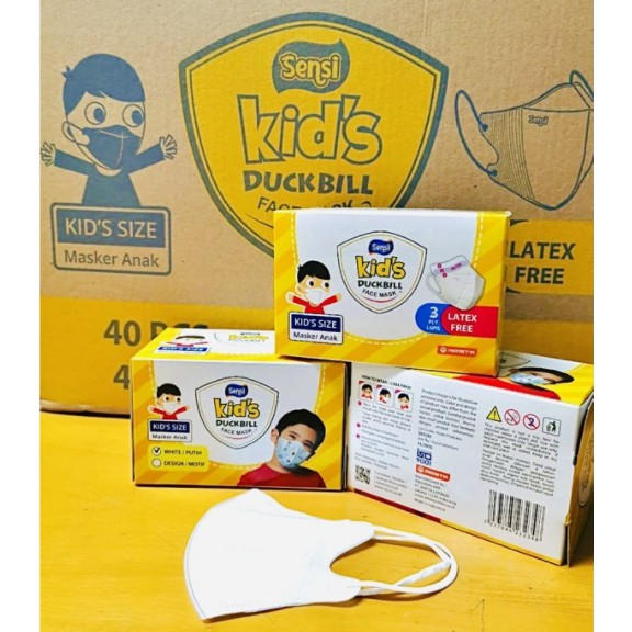 TERMURAH MASKER SENSI DUCKBILL ANAK 3PLY ISI 40PCS/BOX - Masker Sensi Anak Earloop / Masker Duckbill