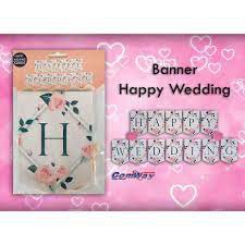 BUNTING FLAG HAPPY WEDDING / BANNER PERNIKAHAN / DEKORASI PERNIKAHAN SEDERHANA MURAH MERIAH