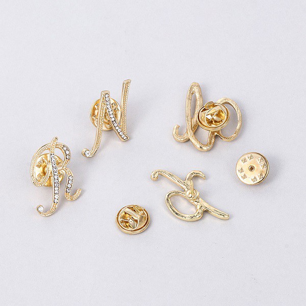 KM - (N - Z) Bros Bentuk Alphabet Aksen Berlian Imitasi Warna emas untuk Wanita-4