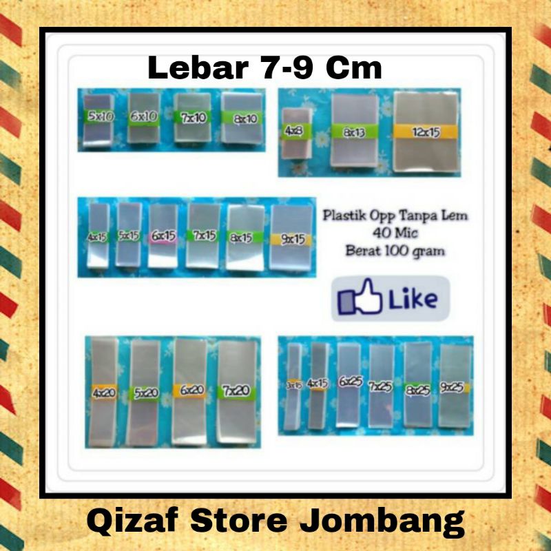 Plastik Opp Tanpa Lem berat 100 gram Lebar 7-9 cm
