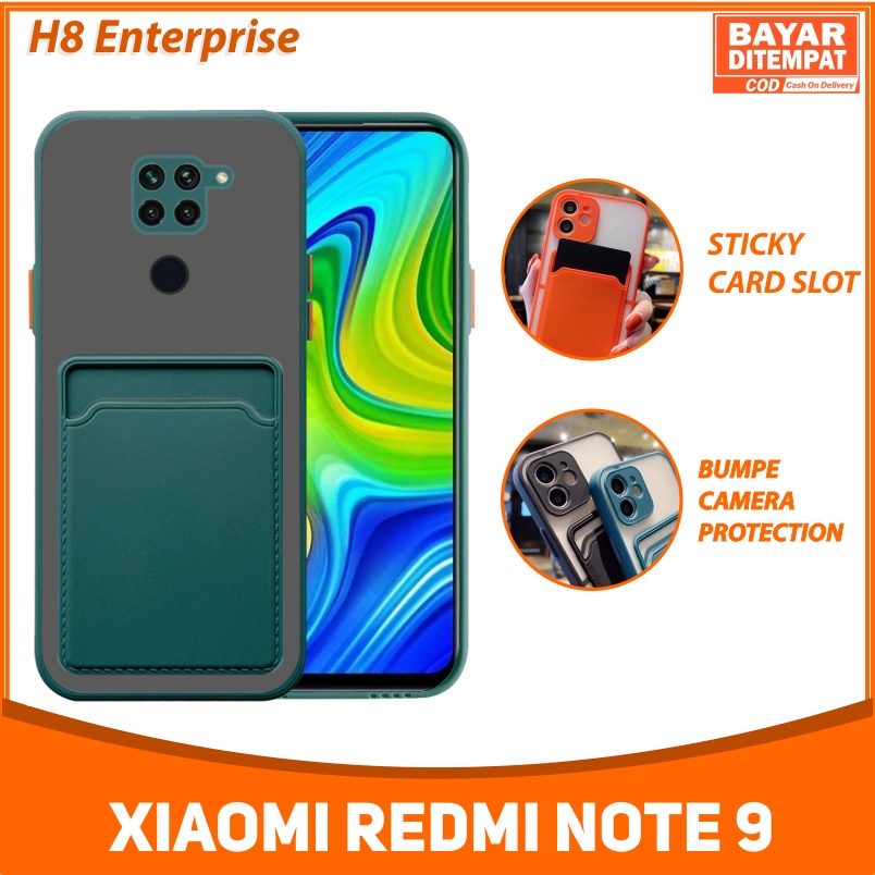 Soft Case Xiaomi Redmi Note 9 Colored Card Slot TPU Casing Holder Simpan Kartu