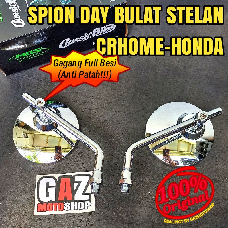 Spion Day Bulat Crhome Stelan Sepion Retro Daytona CB Classic W175 GL MP Scoopy Beat Vario Supra Grand Fazzio Fino