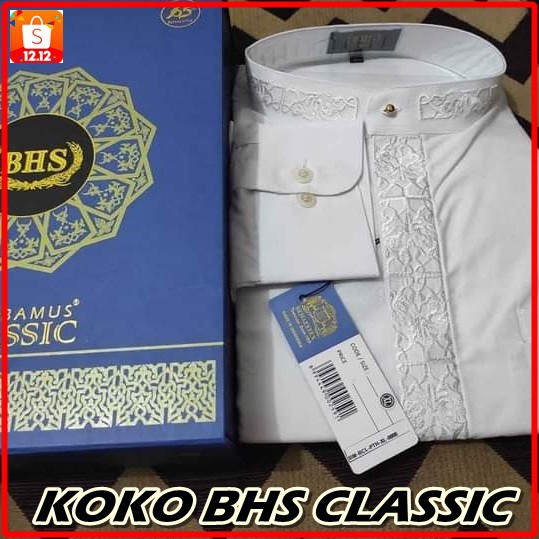 BARU Baju Koko Pria Dewasa BHS Warna Putih Lengan Panjang Kancing Atasan Fashion Muslim Pria ORIGINA