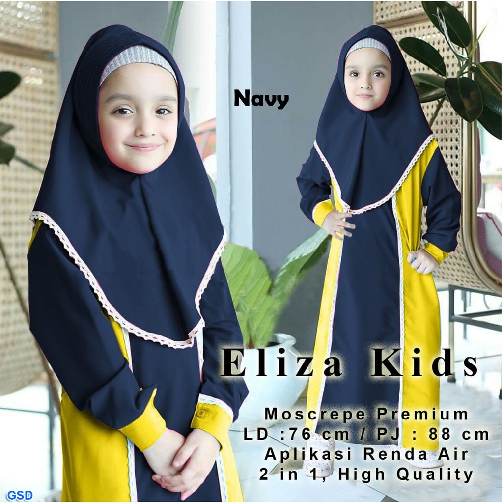 Eliza Syari Kids/Gamis Perempuan Muslimah/Syari Anak Modern/Baju Muslim Anak 3 - 5 Tahun Sale!!