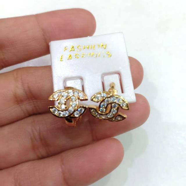 Anting wanita lapis emas //anting permata //anting