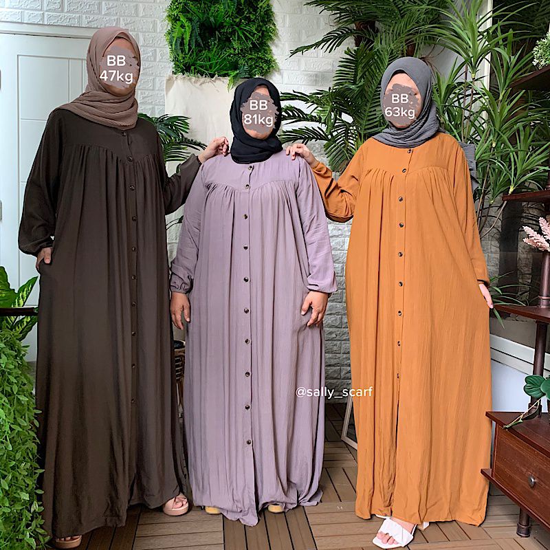 Sandrina Dress by Sally Scarf l Dress Jumbo muat sampai 80kg+ | Basic Gamis