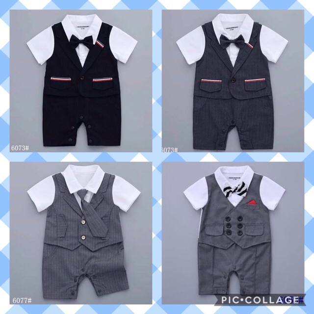 Baby formal  jumper Baju  bayi  tuxedo vest dasi romper 