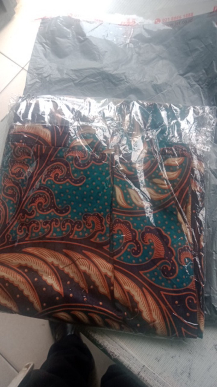 Gamis Batik Motif Kipas Hitam Merah Busana Muslim Wanita Modern Casual Trendy Kekinian Allsize Jumbo