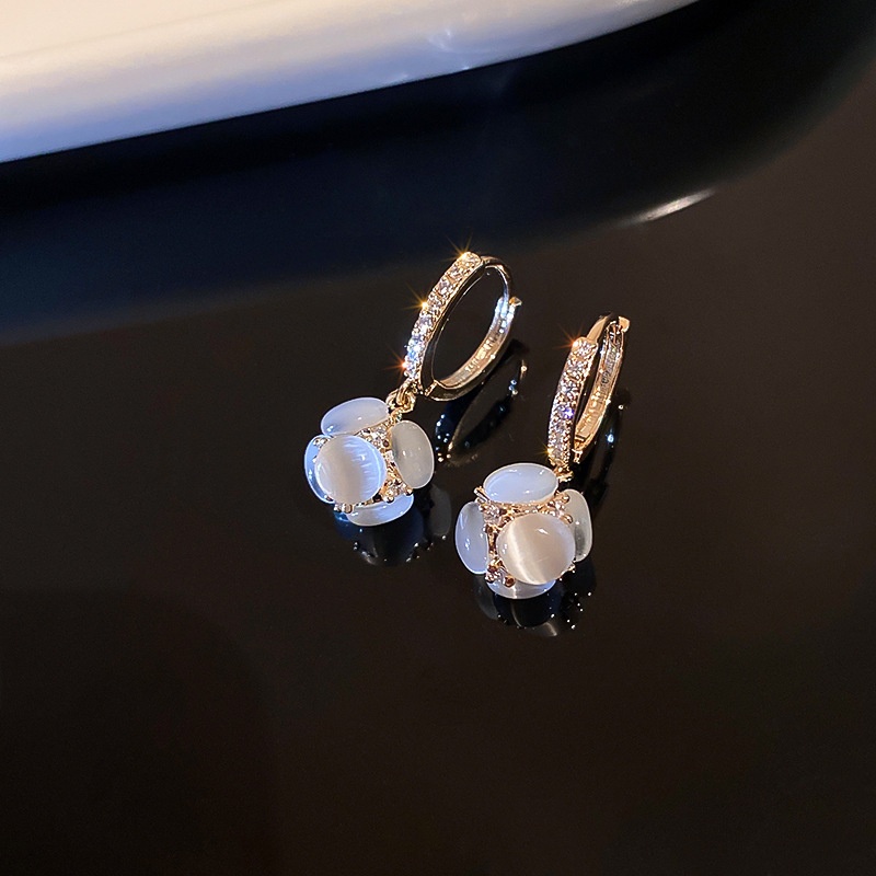 Anting Tusuk Sterling Silver 925 Model Bola Opal Warna Permen Gaya Korea Untuk Wanita