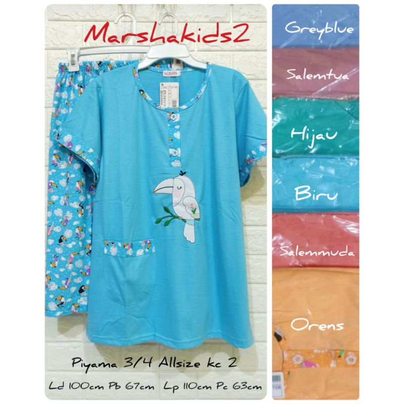 Piyama pendek Allsize Lorita by sofie ld 100 cm baju tidur celana panjang lengan pendek babydoll dew