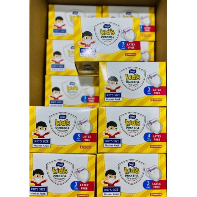 TERMURAH MASKER SENSI DUCKBILL ANAK 3PLY ISI 40PCS/BOX - Masker Sensi Anak Earloop / Masker Duckbill