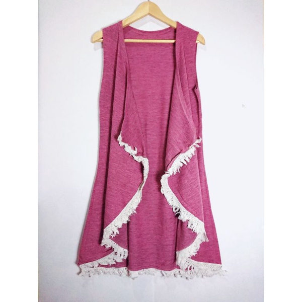 CARDIGAN RAJUT TEBAL TANPA LENGAN PINK