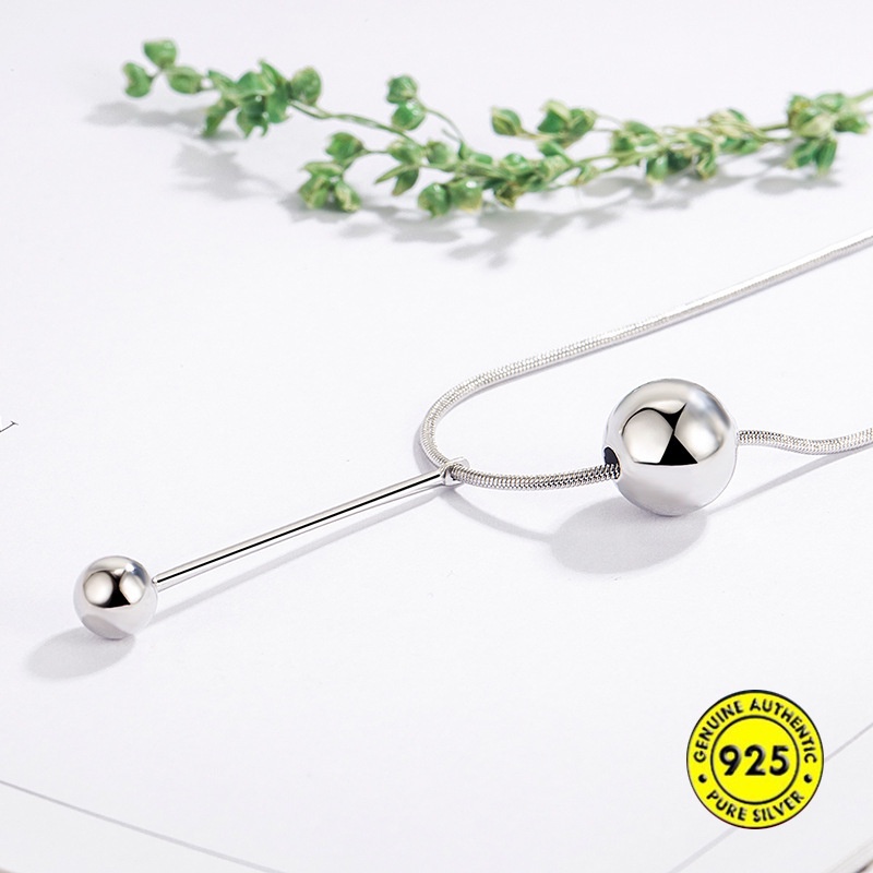 Kalung Bola Bahan S925 Silver Untuk Unisex