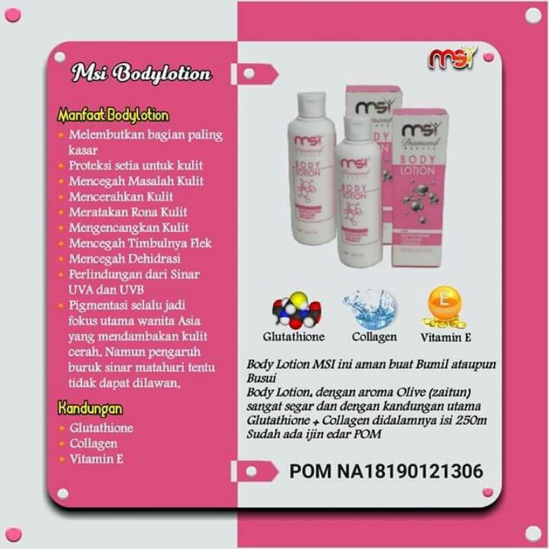Body Lotion Diamond MSI 100% Original