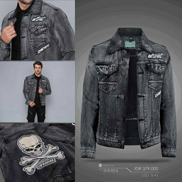 TRUCKER DENIM SKULL ONSTREET GUN METAL - JAKET DENIM ONSTREET DISKON
