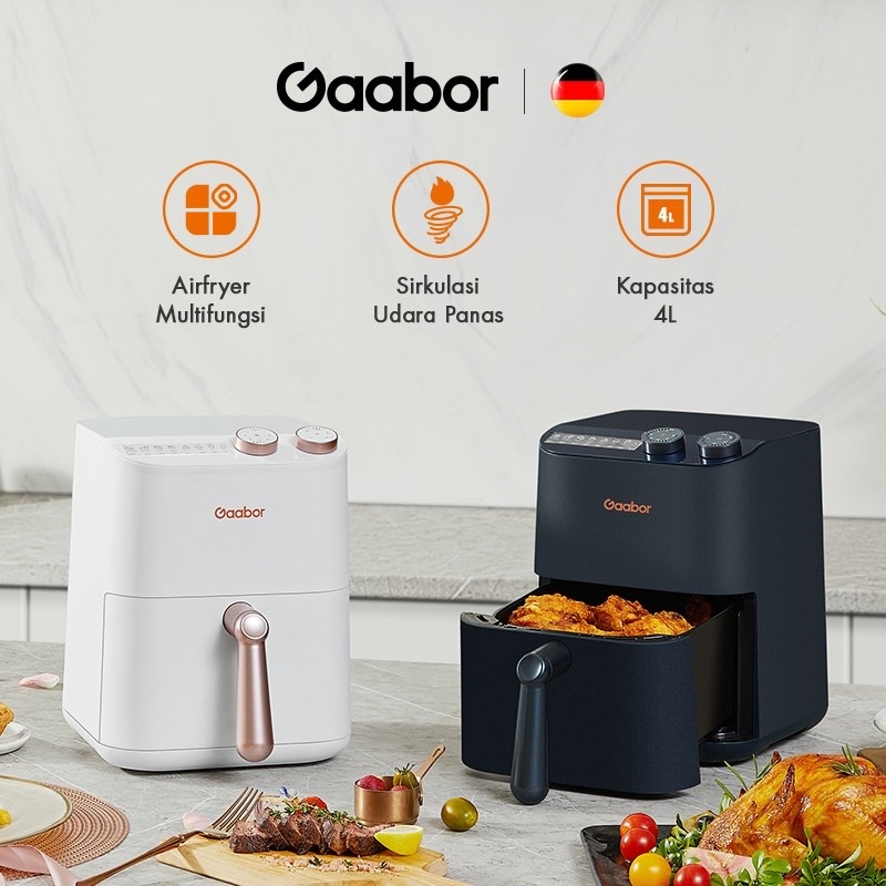 Gaabor Airfryer 4L Pengorengan Tanpa Minyak Kapasitas Besar - Putih/GA-M4D - Pink/GA-M4D01 - Hitam/GA-M4D02