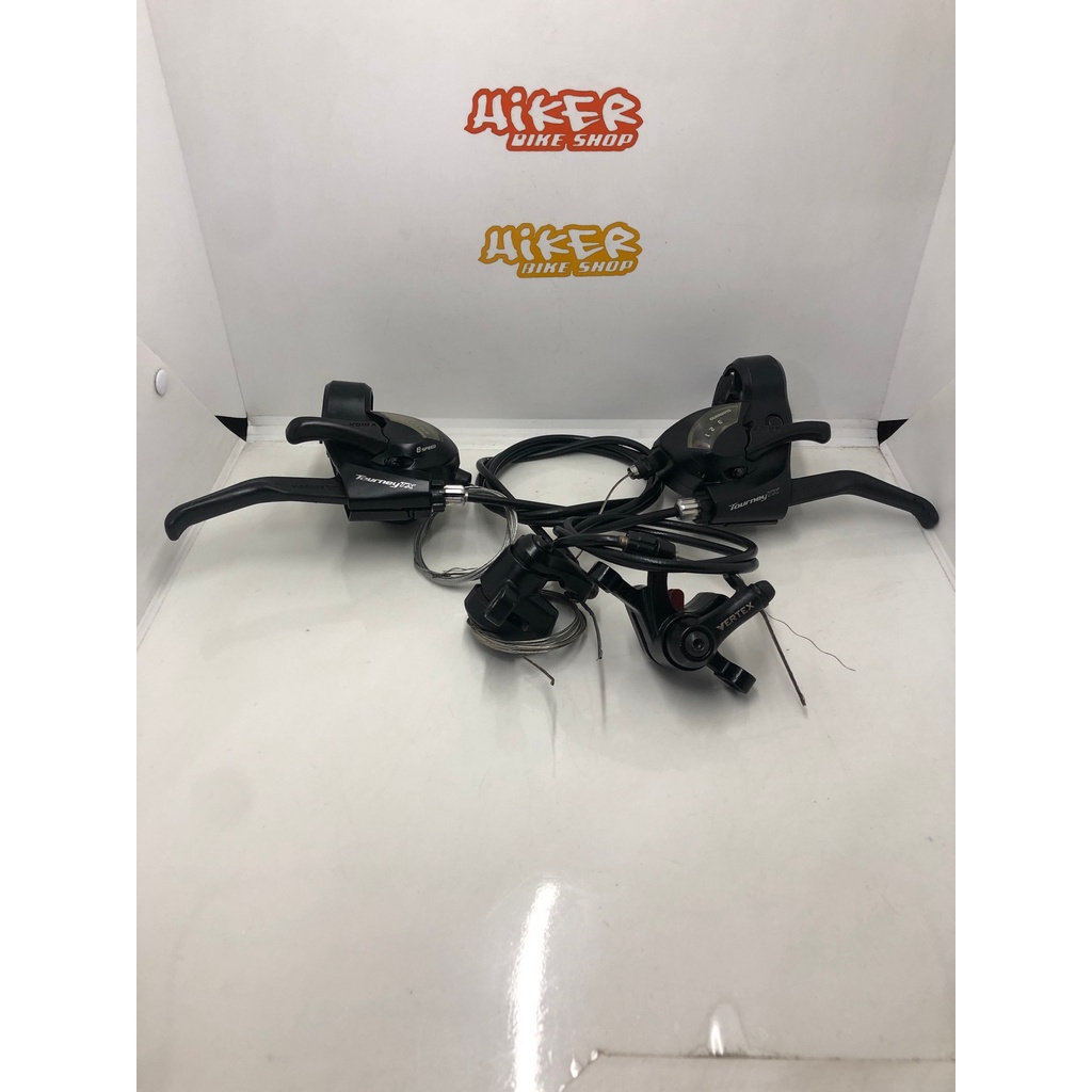 Brakeset Mekanik Brifter MTB Shimano Tourney TX 3x8 Speed Kaliper Vertex Panjang Kabel Belakang 135c