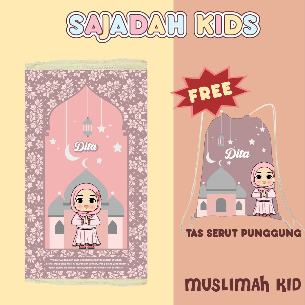 Sajadah Anak Custom Printing-Muslimah kid