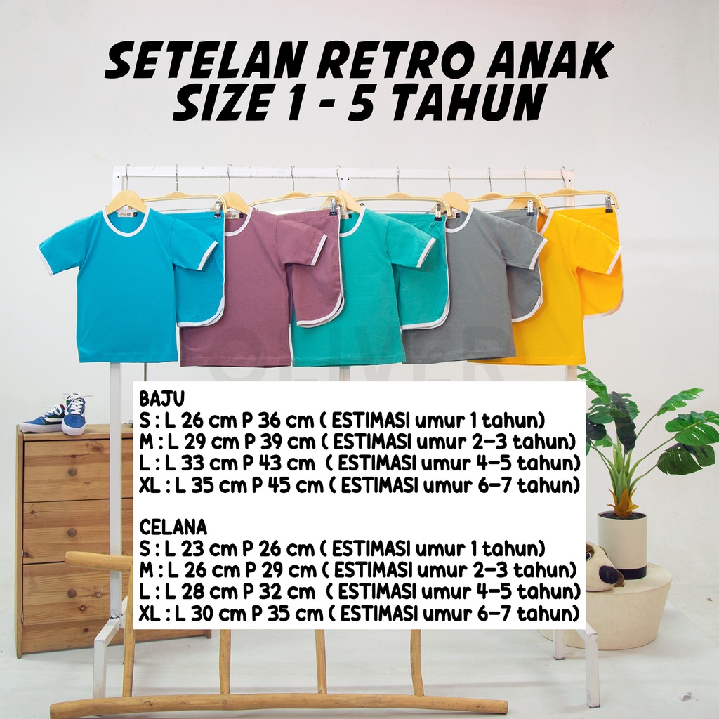 11 - 11 SALE - OLIVER KIDS - OliverKids Setelan Anak 1-7 Tahun Two Tone Set Anak Setelan Kiano Pocket Anak Celana Pendek Dan Baju Anak Polos Katun Combed One Set Henley Tee Setelan Pantai Anak