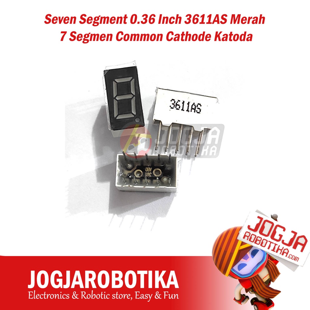 Seven Segment 0.36 Inch 3611AS Merah 7 Segmen Common Cathode Katoda