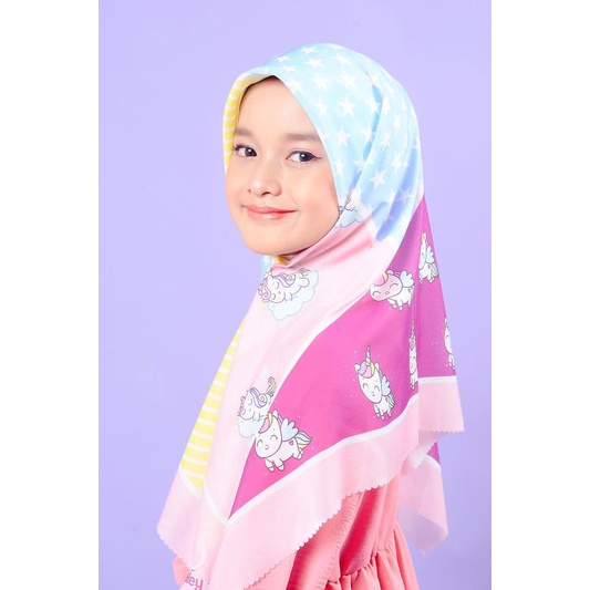 VOAL PRINTING UNICORN BINTANG / HIJAB KARAKTER ANAK / VOAL ANAK / JILBAB ANAK / KERUDUNG ANAK