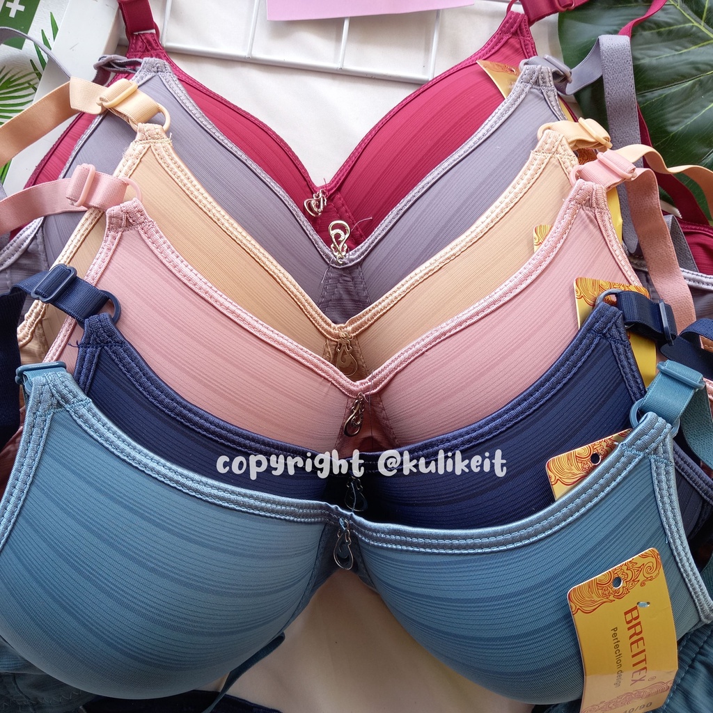 BH BRA Breitex | Busa Sedang | Cup Sedang | Tanpa Kawat | Motif Polos Bergaris | 2 Kait | Ukuran 34 