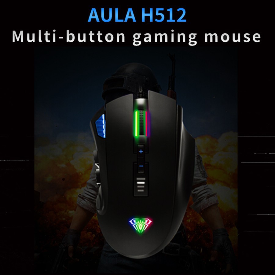 Mouse Gaming Full key programming AULA H512 Sensor P3325 RGB LED