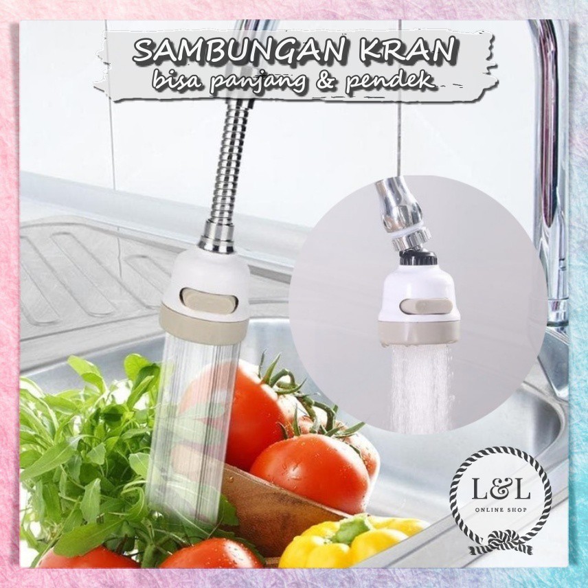 Sambungan Kran Air Fleksibel 360 Rotary Turbo Faucet Penyambung Keran Air Cuci Piring Wastafel