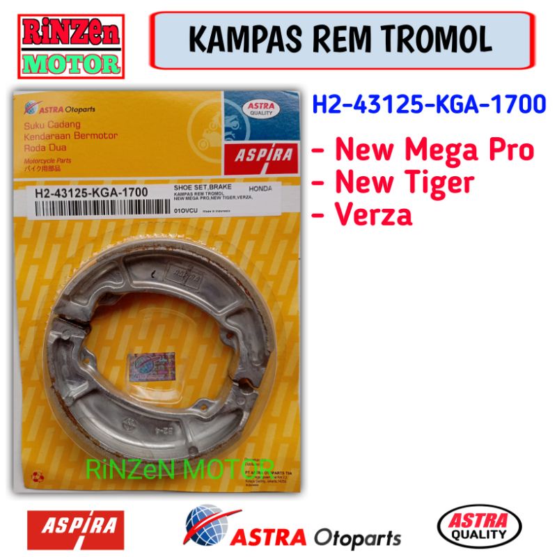 Kampas Rem Tromol Mega Pro, Tiger, Verza H2-43125-KGA-1700 Aspira