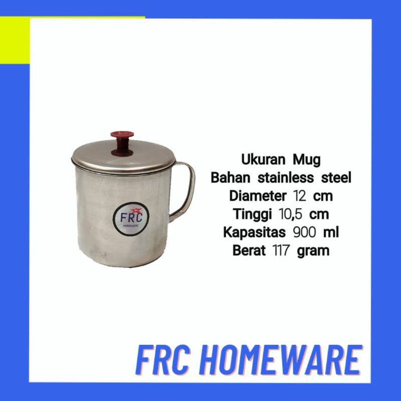 Mug stainless 12 cm tutup - Gelas stainless 12cm tutup - Muk stainless tutup - Gelas Air Minum