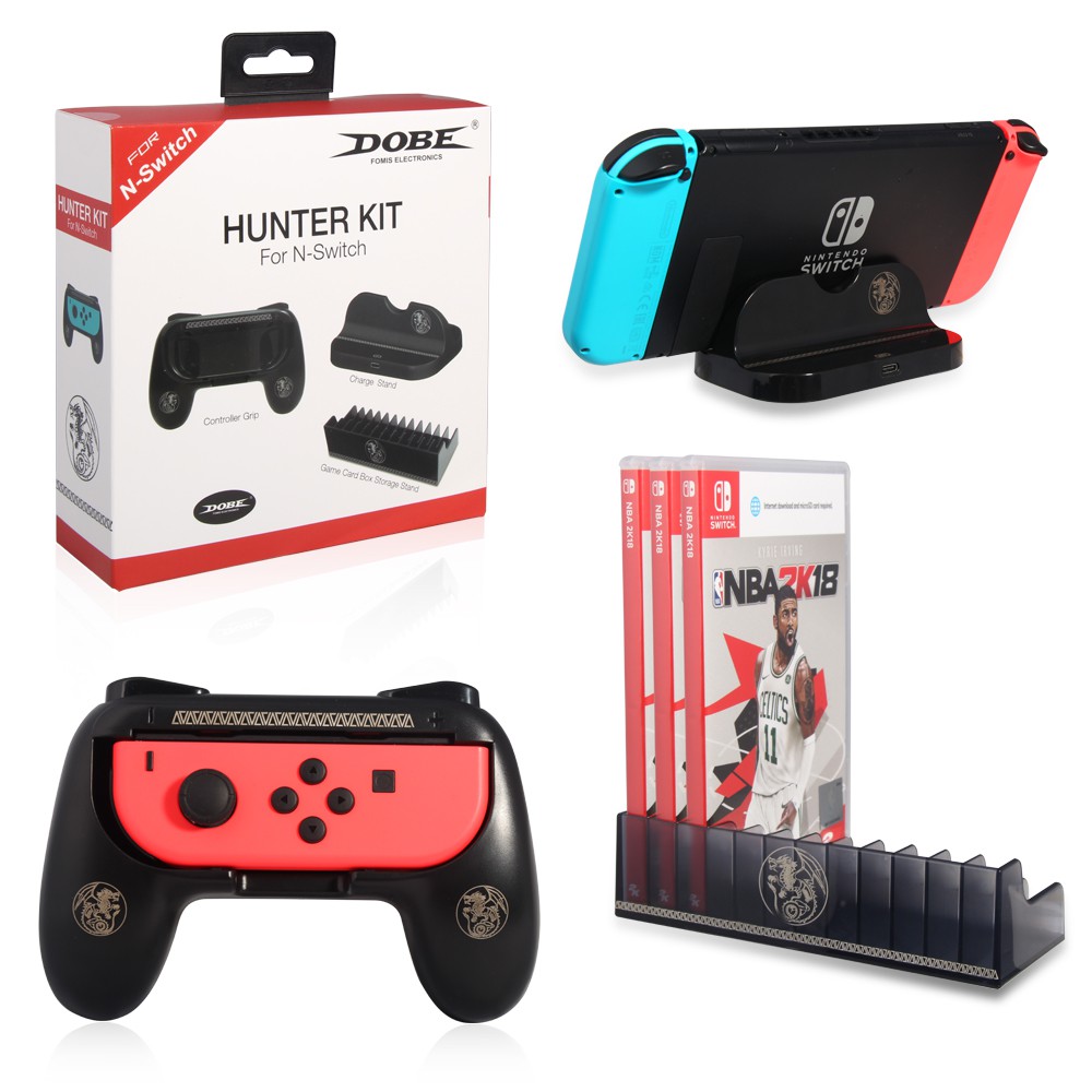 Dobe 3 in 1 Hunter Kit Charging Dock, Disc Storage, Hand Grip TNS-860 for Nintendo Switch