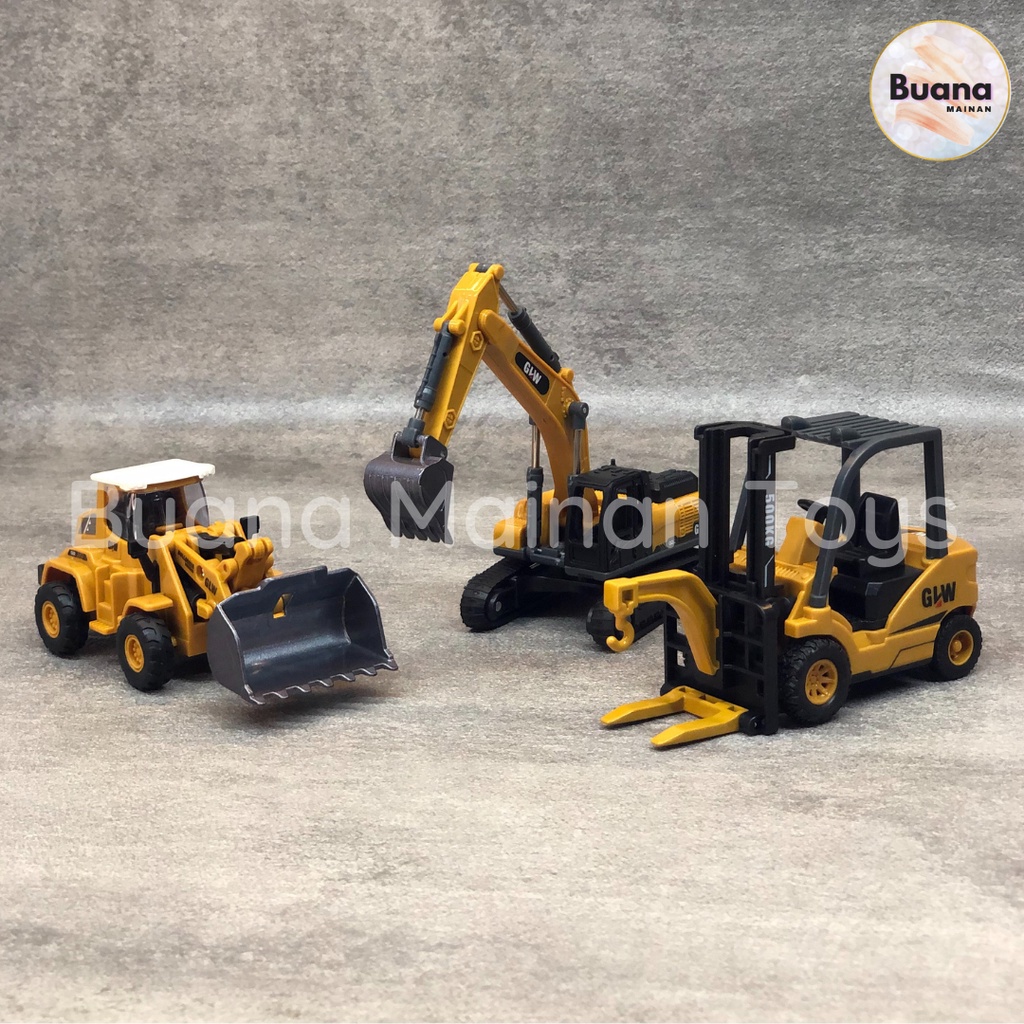 DIECAST KONSTRUKSI ALLOY TRUCK GLW MODEL BULDOSER EXCAVATOR TRUK BEKO