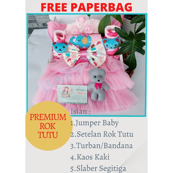 FREE PAPERBAG HAMPERS BAYI BABYSAM BAJU BAYI || HAMPERS ROK TUTU BAYI || PARCEL BAYI || BABYSAM BABY GIFT || KADO KELAHIRAN BAYI || HAMPERS BAYI LAKI-LAKI DAN PEREMPUAN-Premium Rok Tutu