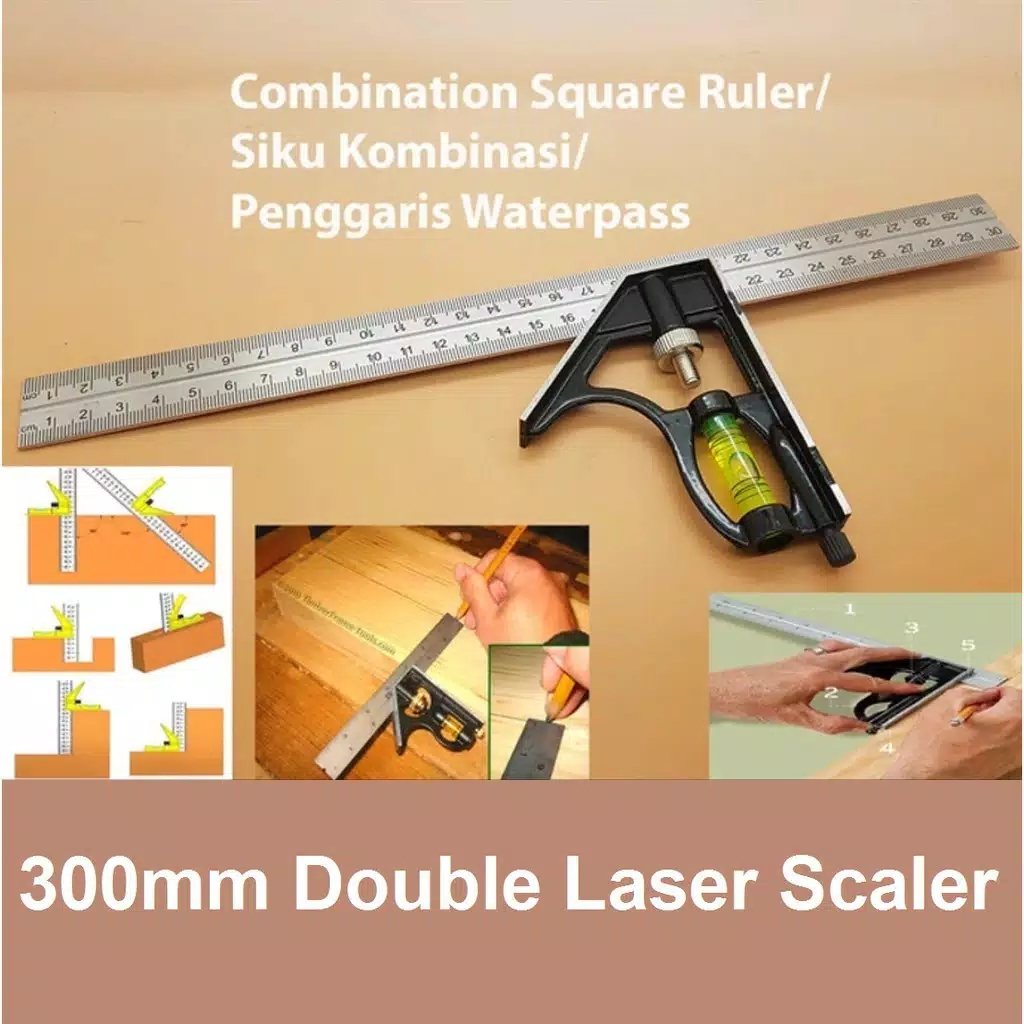 

Mistar Siku Penggaris Siku L Waterpass Kombinasi Square Ruler Sudut Presisi Air Geser - OR