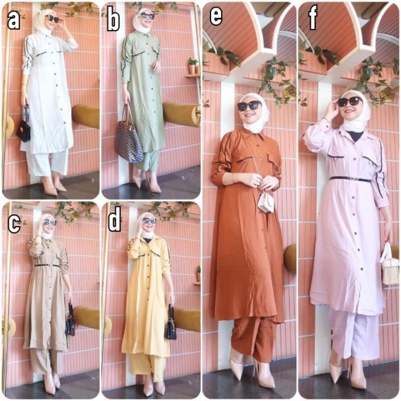 SETELAN CELANA TUNIK PAKAIAN WANITA BAJU ONESET SETCEL GLADYS POLOS KANCING BUSUI