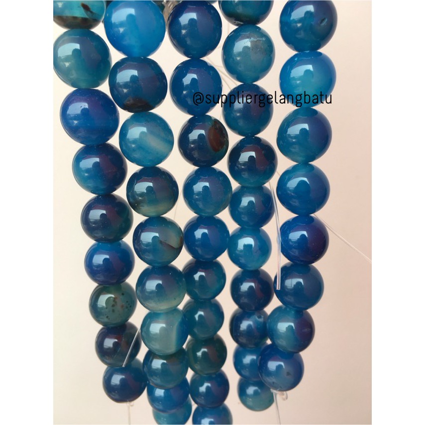 batu gelang kalung 16mm AQUAMARINE glossy aquamarin biru mix besar aksesoris blue craft wanita pria