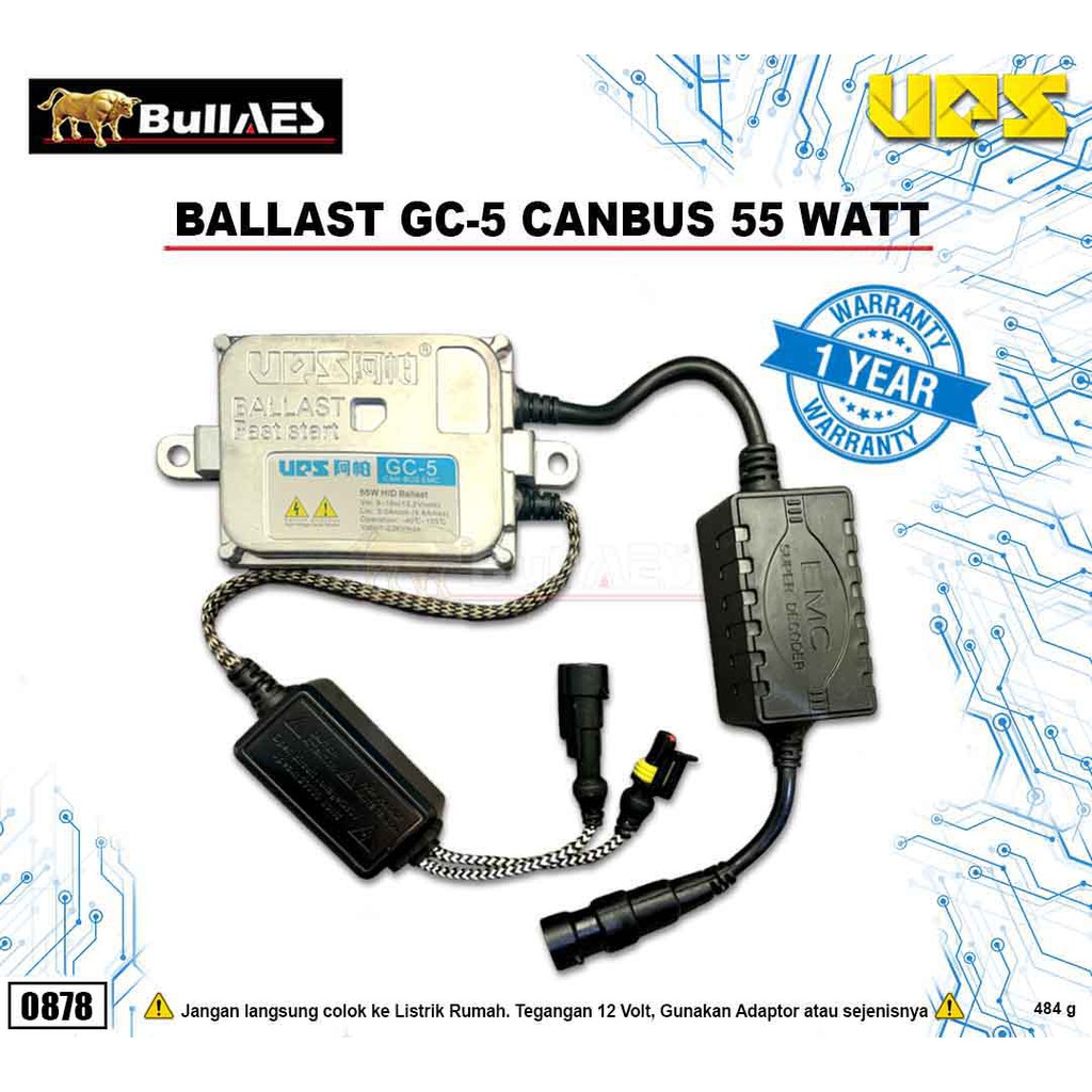 Balast Hid UPS 55 Watt CANBUS GC-5 I Balast Hid Merk UPS I Balast 55 watt Canbus V0878