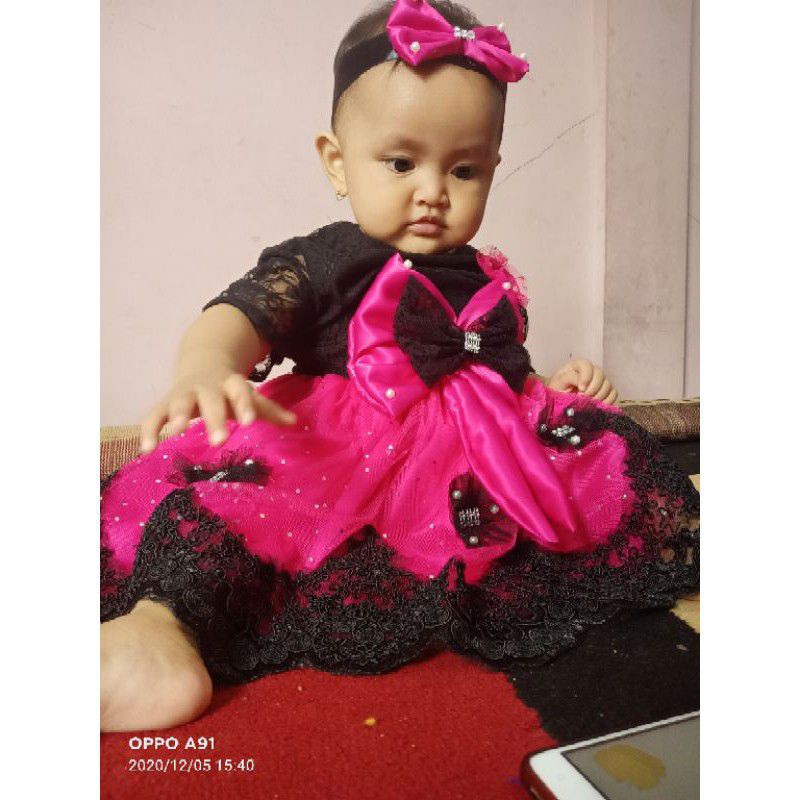 RARA GAUN PESTA ANAK PEREMPUAN BAHAN BRUKAT DAN TILE SPINGKLE
