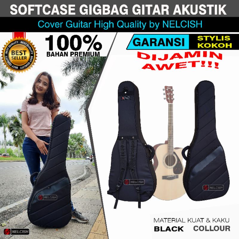 Gigbag Tas Softcase Sarung Cover Gitar Akustik Ransel Hitam Guitar Acoustic Yamaha APX CPX  by NELCI
