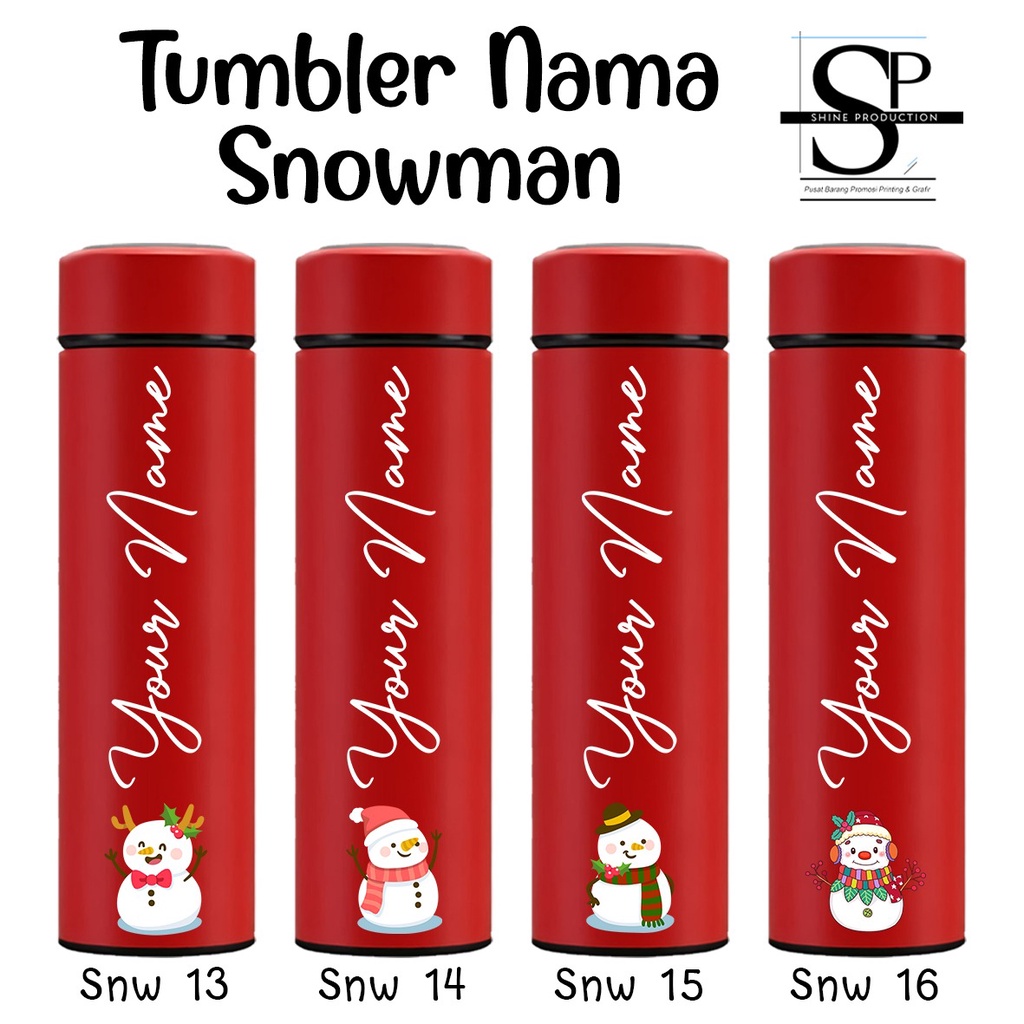 Tumbler Natal Snowman Custom Nama