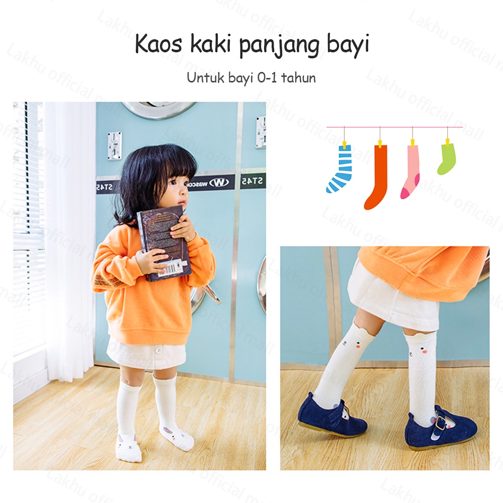 Lakhu kaos kaki panjang bayi motif anak /kaus kaki panjang bayi /baby socks anti slip 0-2tahun