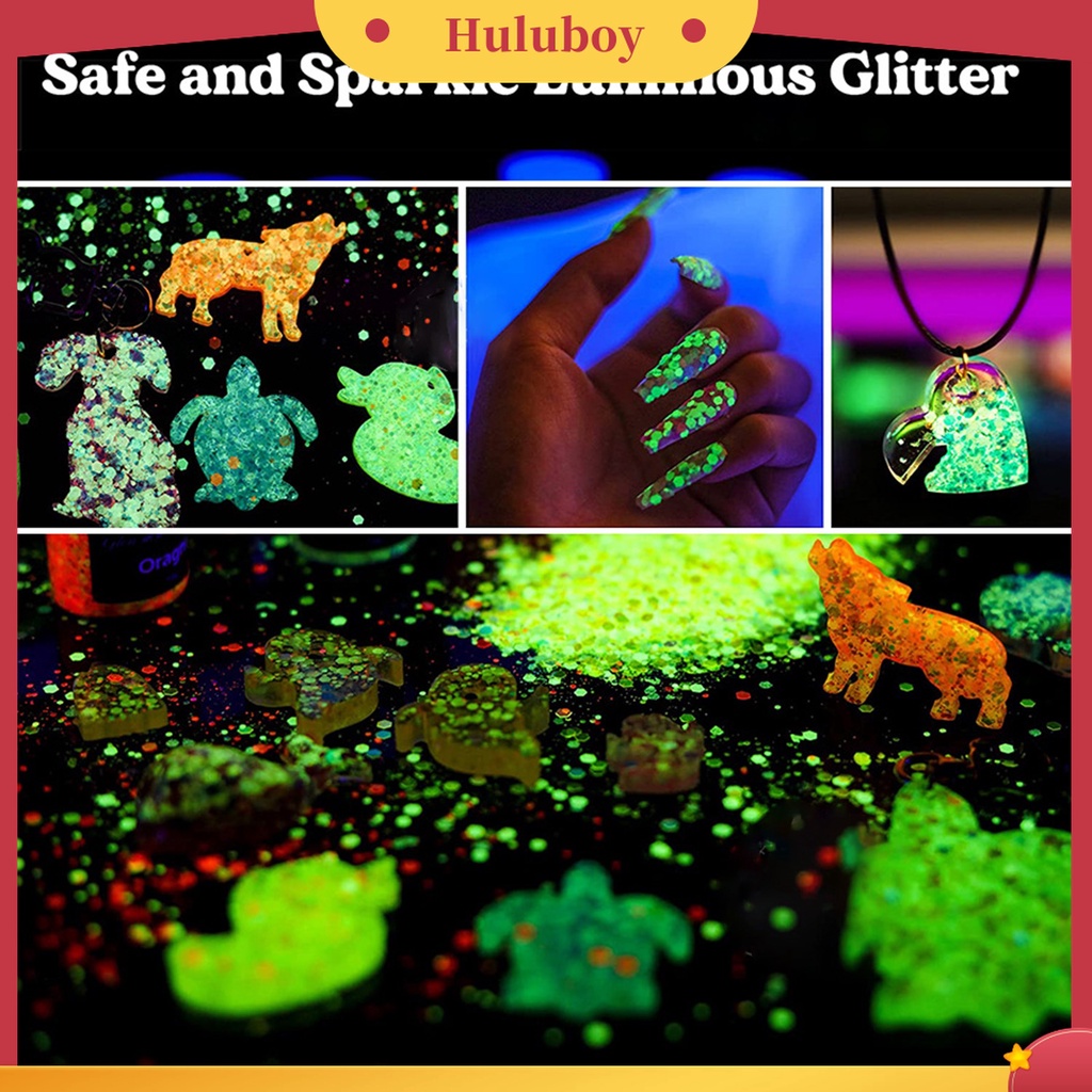 Huluboy Huluboy♡ 1 Botol Serpihan Glitter Glow In The Dark Untuk Dekorasi Nail Art