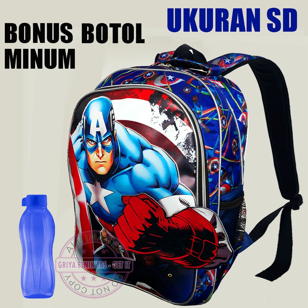 Tas Sekolah Anak SD Laki Laki Karakter Ultraman Bonus Botol Minum - Tas anak sekolah