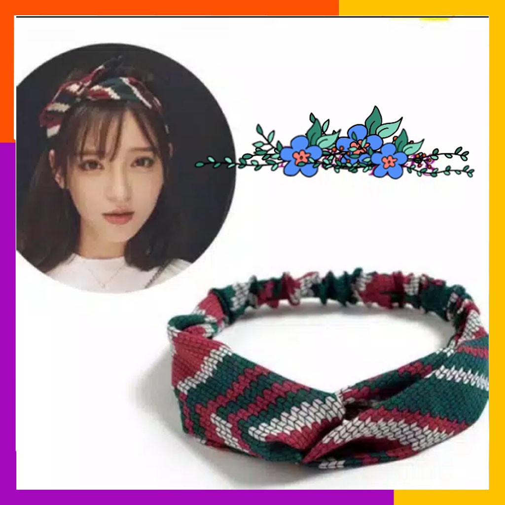 Bando Bandana Kain Motif Ala Korea Hairband Wanita Import Murah